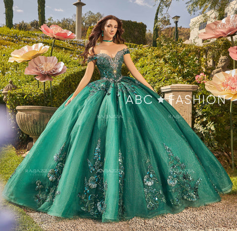 Pailletten-Off-Shoulder-Quinceanera-Kleid von Ragazza EV32-632
