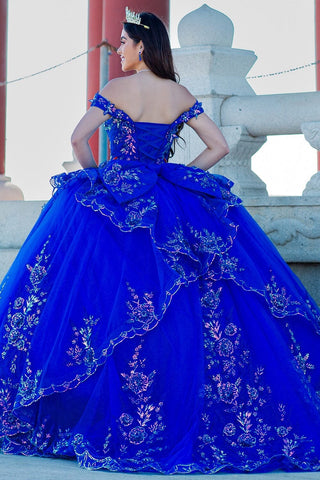 Paillettenbesetztes, schulterfreies Tüll-Ballkleid von Cinderella Couture 8100J