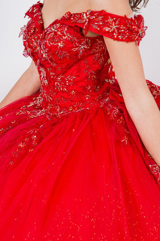 Paillettenbesetztes, schulterfreies Tüll-Ballkleid von Cinderella Couture 8100J