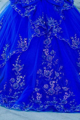 Paillettenbesetztes, schulterfreies Tüll-Ballkleid von Cinderella Couture 8100J