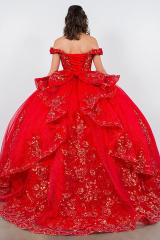Paillettenbesetztes, schulterfreies Tüll-Ballkleid von Cinderella Couture 8100J
