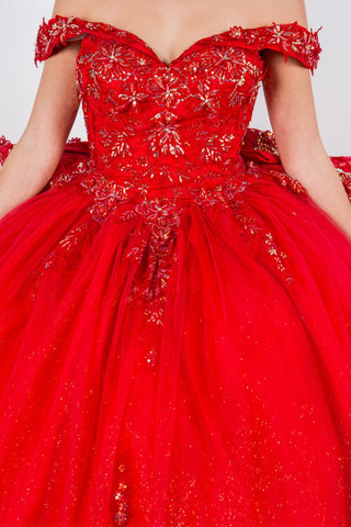 Paillettenbesetztes, schulterfreies Tüll-Ballkleid von Cinderella Couture 8100J