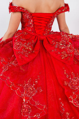 Paillettenbesetztes, schulterfreies Tüll-Ballkleid von Cinderella Couture 8100J