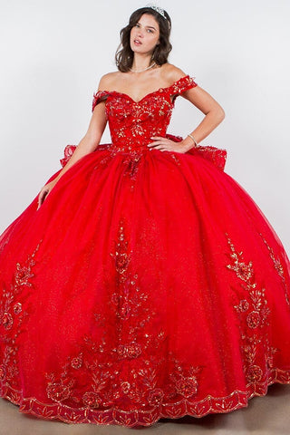 Paillettenbesetztes, schulterfreies Tüll-Ballkleid von Cinderella Couture 8100J