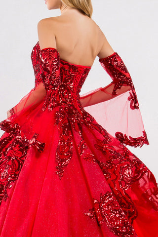 Trägerloses Ballkleid mit Paillettendruck von Elizabeth K GL1914