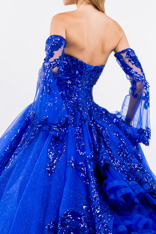 Trägerloses Ballkleid mit Paillettendruck von Elizabeth K GL1914