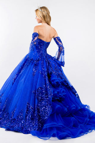 Trägerloses Ballkleid mit Paillettendruck von Elizabeth K GL1914