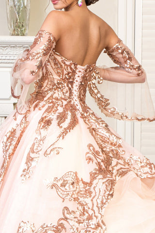 Trägerloses Ballkleid mit Paillettendruck von Elizabeth K GL1914