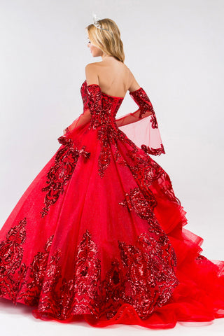 Trägerloses Ballkleid mit Paillettendruck von Elizabeth K GL1914