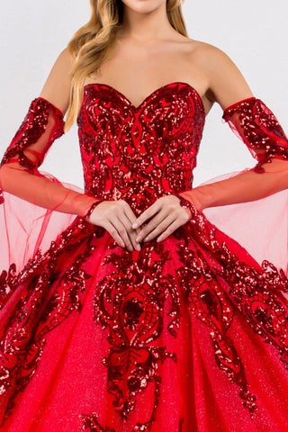Trägerloses Ballkleid mit Paillettendruck von Elizabeth K GL1914