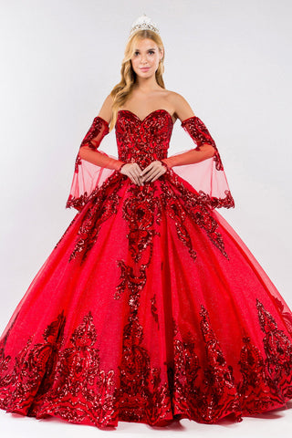 Trägerloses Ballkleid mit Paillettendruck von Elizabeth K GL1914