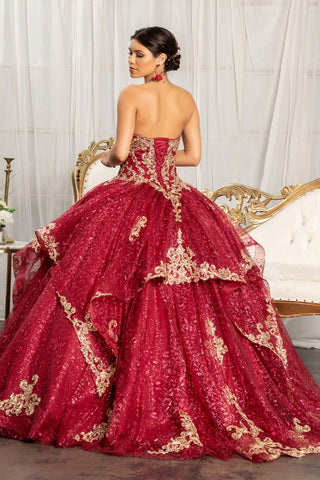 Trägerloses Ballkleid mit Paillettendruck von Elizabeth K GL1987