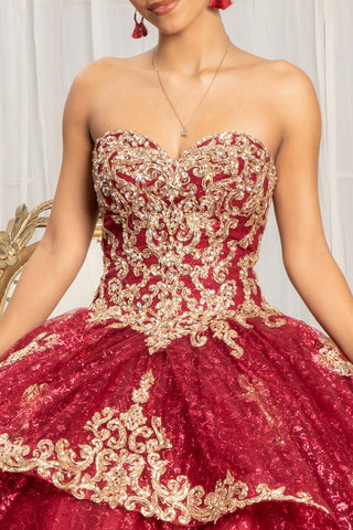 Trägerloses Ballkleid mit Paillettendruck von Elizabeth K GL1987