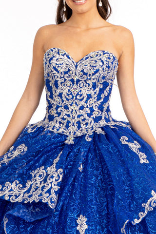 Trägerloses Ballkleid mit Paillettendruck von Elizabeth K GL1987