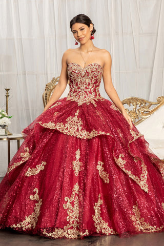 Trägerloses Ballkleid mit Paillettendruck von Elizabeth K GL1987