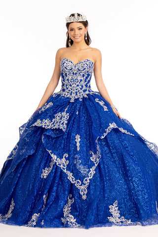 Trägerloses Ballkleid mit Paillettendruck von Elizabeth K GL1987