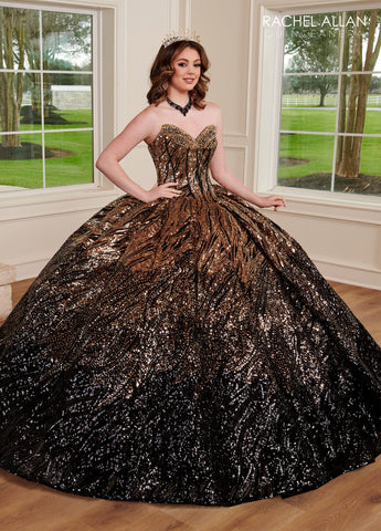 Vestido de festa de 15 anos sem alças, em tule e lantejoulas, by Rachel Allan RQ3121