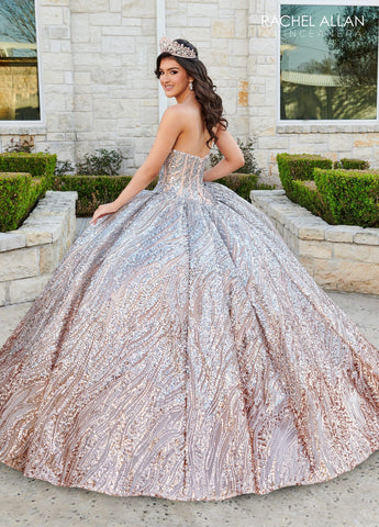 Vestido de festa de 15 anos sem alças, em tule e lantejoulas, by Rachel Allan RQ3121