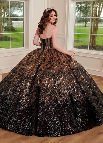 Vestido de festa de 15 anos sem alças, em tule e lantejoulas, by Rachel Allan RQ3121