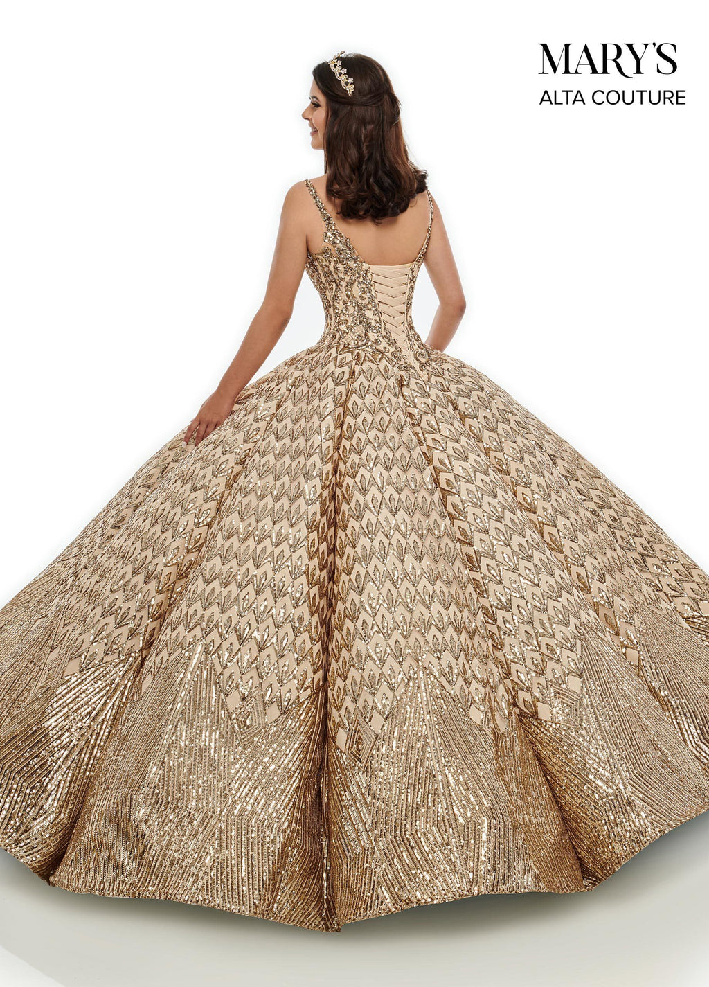 Sequin V-Neck Quinceanera Dress by Alta Couture MQ3040