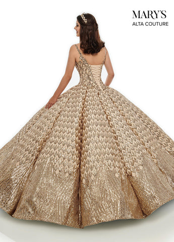 Pailletten-Quinceanera-Kleid mit V-Ausschnitt von Alta Couture MQ3040