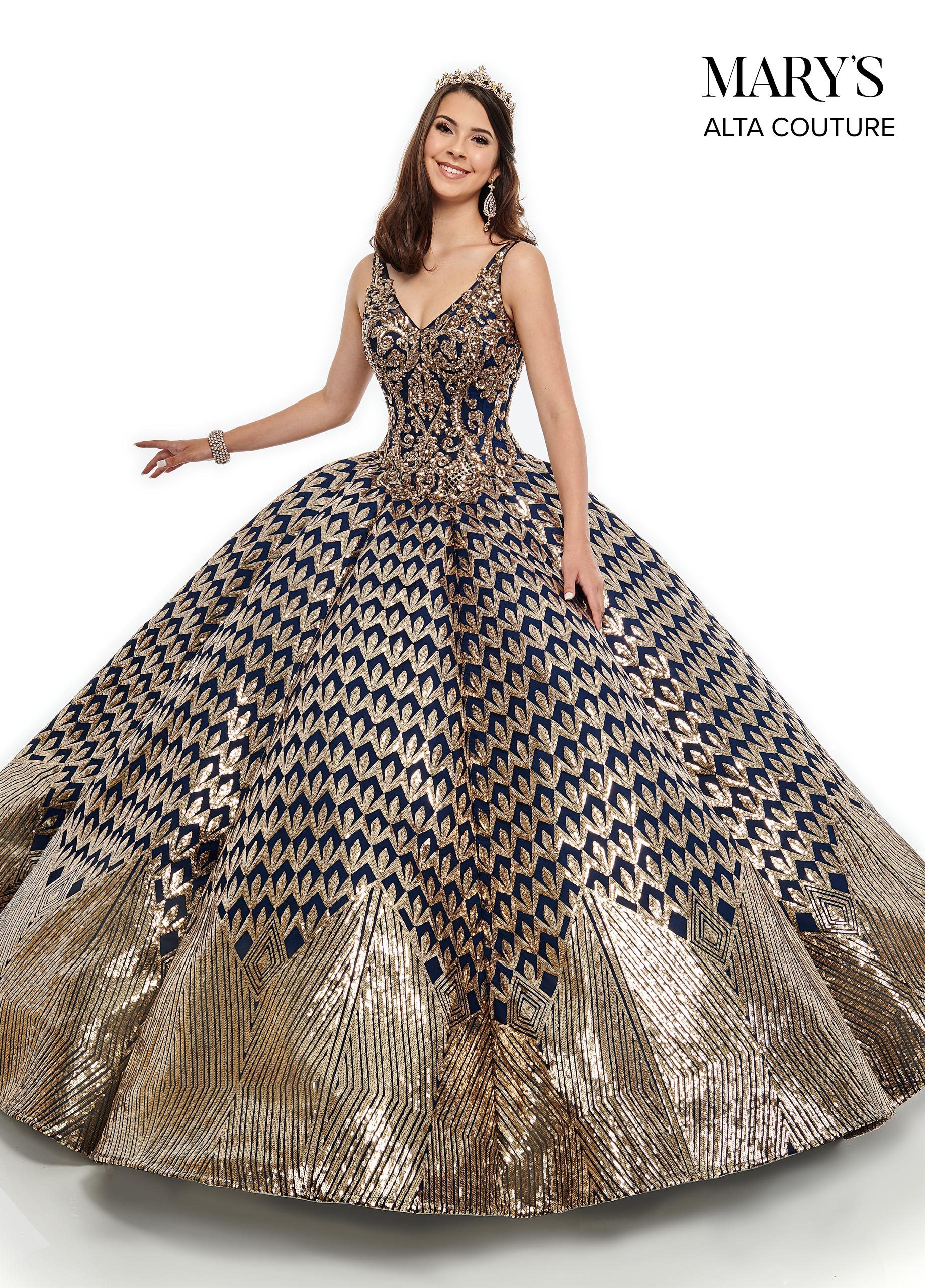 Sequin V-Neck Quinceanera Dress by Alta Couture MQ3040
