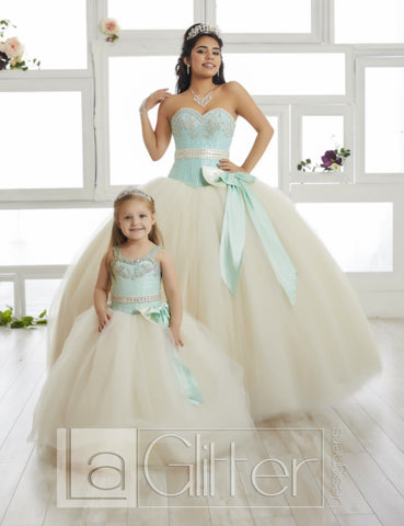 Trägerloses Kleid mit Paillettenmieder von House of Wu LA Glitter 24016