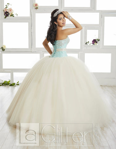 Trägerloses Kleid mit Paillettenmieder von House of Wu LA Glitter 24016