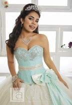 Sequined Bodice Strapless Dress by House of Wu LA Glitter 24016