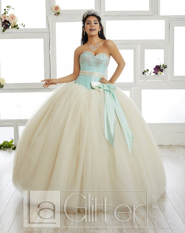 Trägerloses Kleid mit Paillettenmieder von House of Wu LA Glitter 24016
