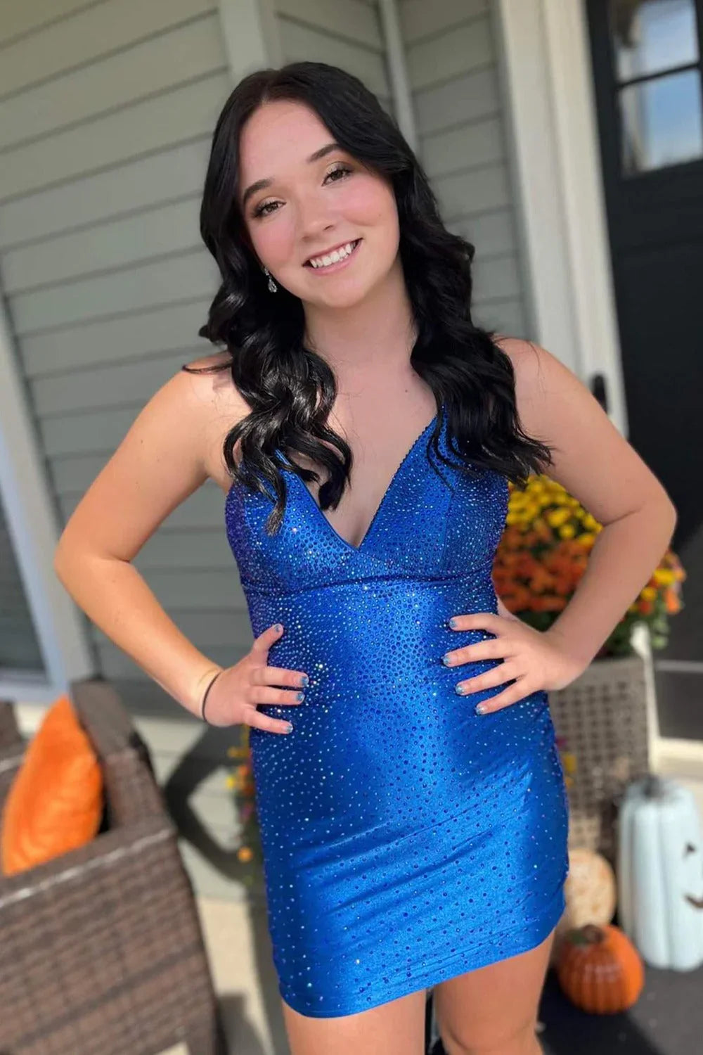 Trägerkleid mit Perlenbesatz und Schnürung für den Homecoming-Ball