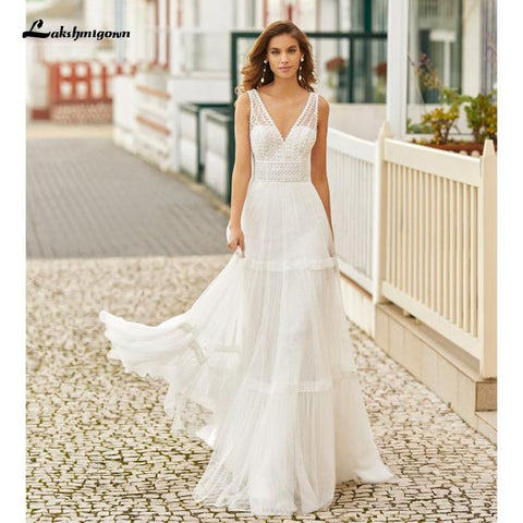 NumberSea Sexy Beach Lace Vestidos de Noiva Sem Costas A Linha A