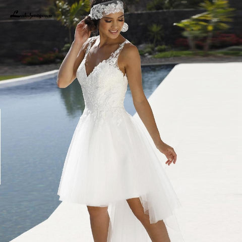 Vestido de noiva curto boémio sexy NumberSea para praia e verão