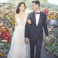 NumberSea Sexy Brautkleid mit tiefem V-Ausschnitt und A-Linie