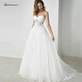 NumberSea Robe de mariée sexy en corset à lacets longue et décolleté bustier