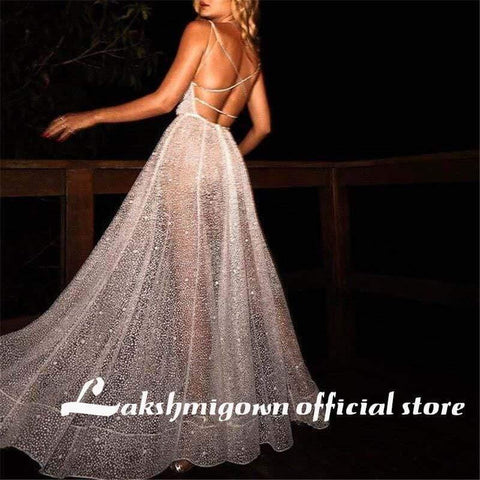 Vestido de noiva sexy com decote em V profundo e costas nuas NumberSea