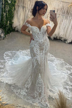 Sexy bodenlanges Trägerloses Herz-Ausschnitt Meerjungfrau-Spitzen Brautkleid