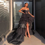 Sexy High Low Strapless Sweetheart Tulle Evening Dresses