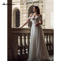 NumberSea Robe de mariée plage sexy en dentelle et tulle boho épaules dénudées