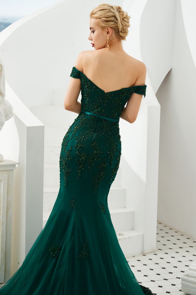 Sexy schulterfreies Meerjungfrau-Abend-Partykleid, rückenfreies Tüll-Ballkleid