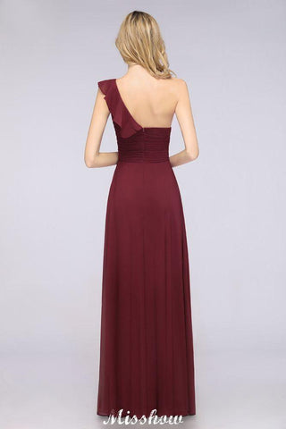 Sexy One-Shoulder Sweetheart Ärmelloses Brautjungfernkleid Rüschen Strandhochzeitspartykleid