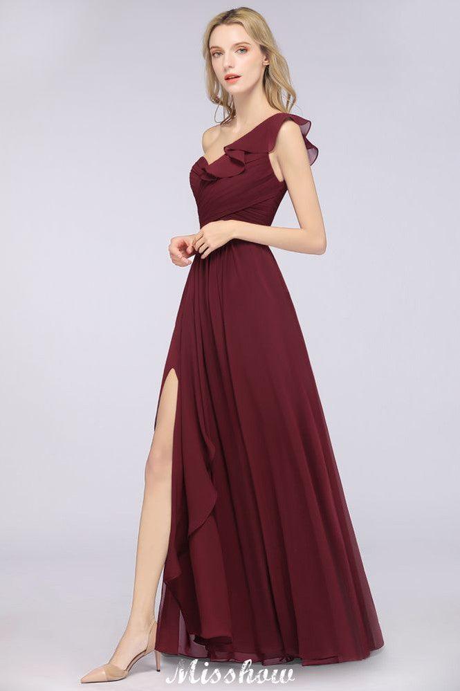 Sexy One-Shoulder Sweetheart Sleeveless Bridesmaid Dress Ruffles Beach Wedding Party Dress