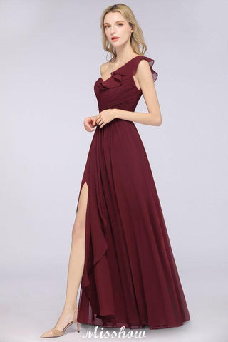 Sexy One-Shoulder Sweetheart Ärmelloses Brautjungfernkleid Rüschen Strandhochzeitspartykleid