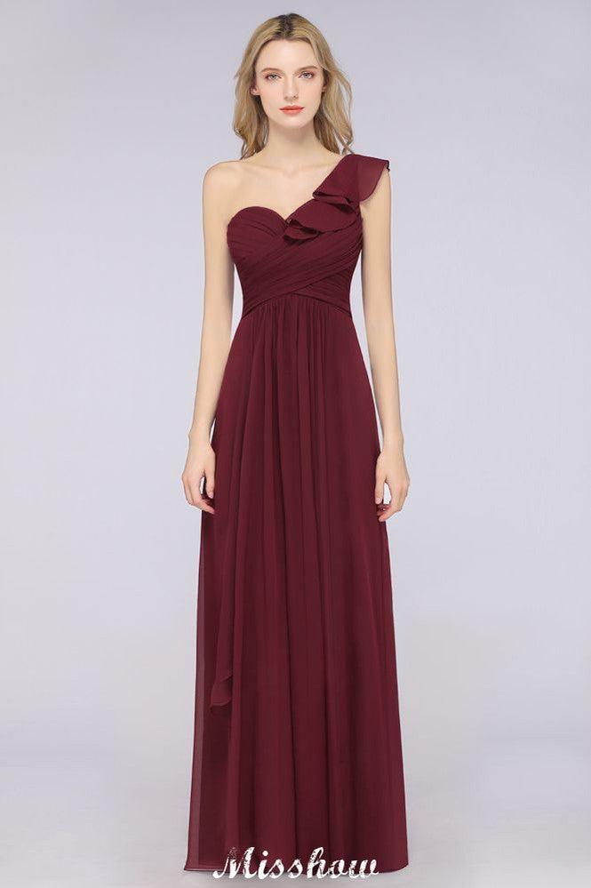 Sexy One-Shoulder Sweetheart Sleeveless Bridesmaid Dress Ruffles Beach Wedding Party Dress