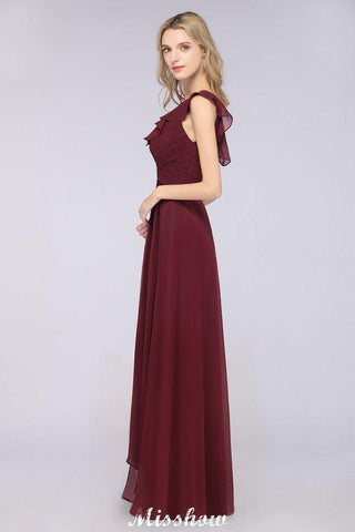Sexy One-Shoulder Sweetheart Ärmelloses Brautjungfernkleid Rüschen Strandhochzeitspartykleid