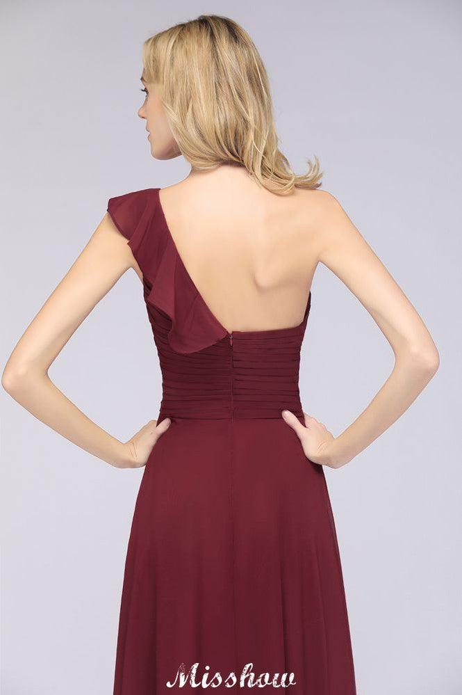 Sexy One-Shoulder Sweetheart Sleeveless Bridesmaid Dress Ruffles Beach Wedding Party Dress