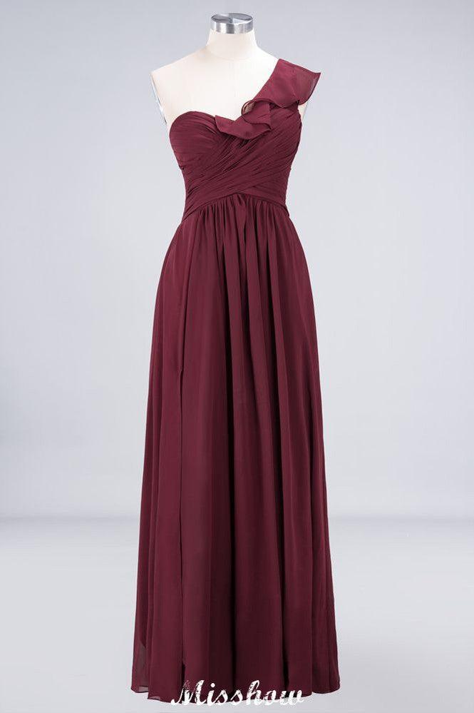 Sexy One-Shoulder Sweetheart Sleeveless Bridesmaid Dress Ruffles Beach Wedding Party Dress