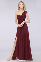Sexy One-Shoulder Sweetheart Sleeveless Bridesmaid Dress Ruffles Beach Wedding Party Dress