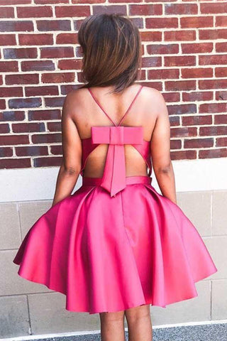 Sexy rotes A-Linien-Heimkehrkleid mit Spaghettiträgern, kurzes Partykleid PD153