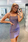 Sexy Paillettenbesetzte Spaghettiträger V-Ausschnitt Trägerlos Homecoming-Kleid